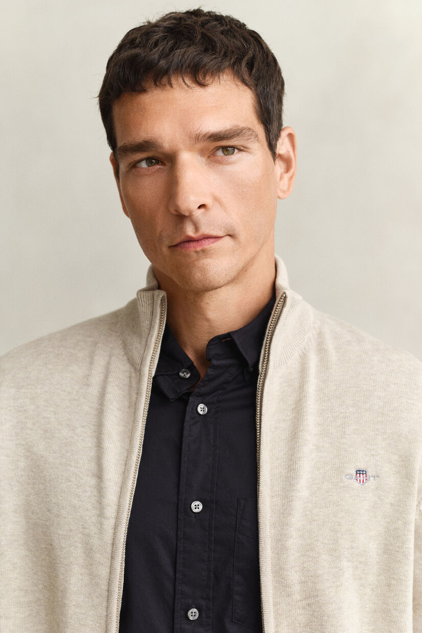 Cardigan zipp&eacute; en coton d&eacute;contract&eacute;