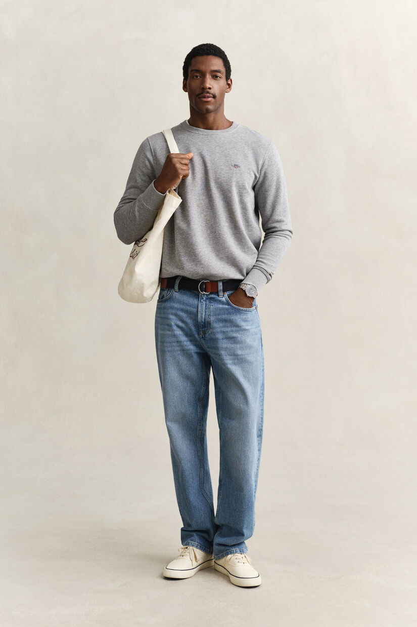 Sweat-shirt col rond avec &eacute;cusson