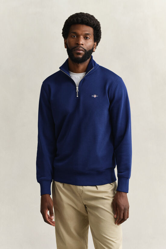 Sweat-shirt &agrave; demi-zip avec &eacute;cusson