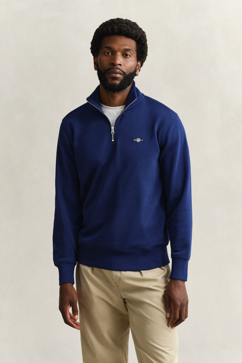 Sweat-shirt &agrave; demi-zip avec &eacute;cusson