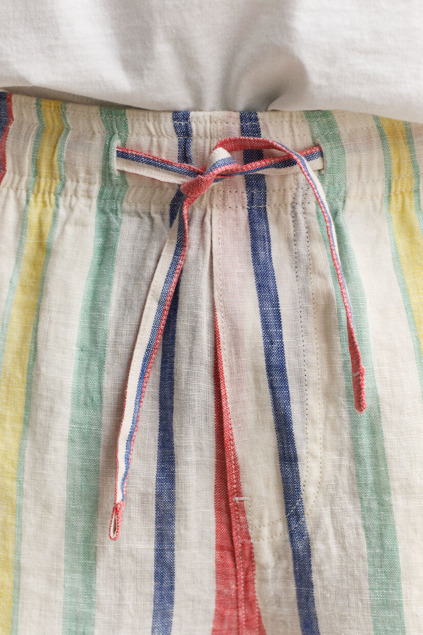 Short en lin &agrave; rayures