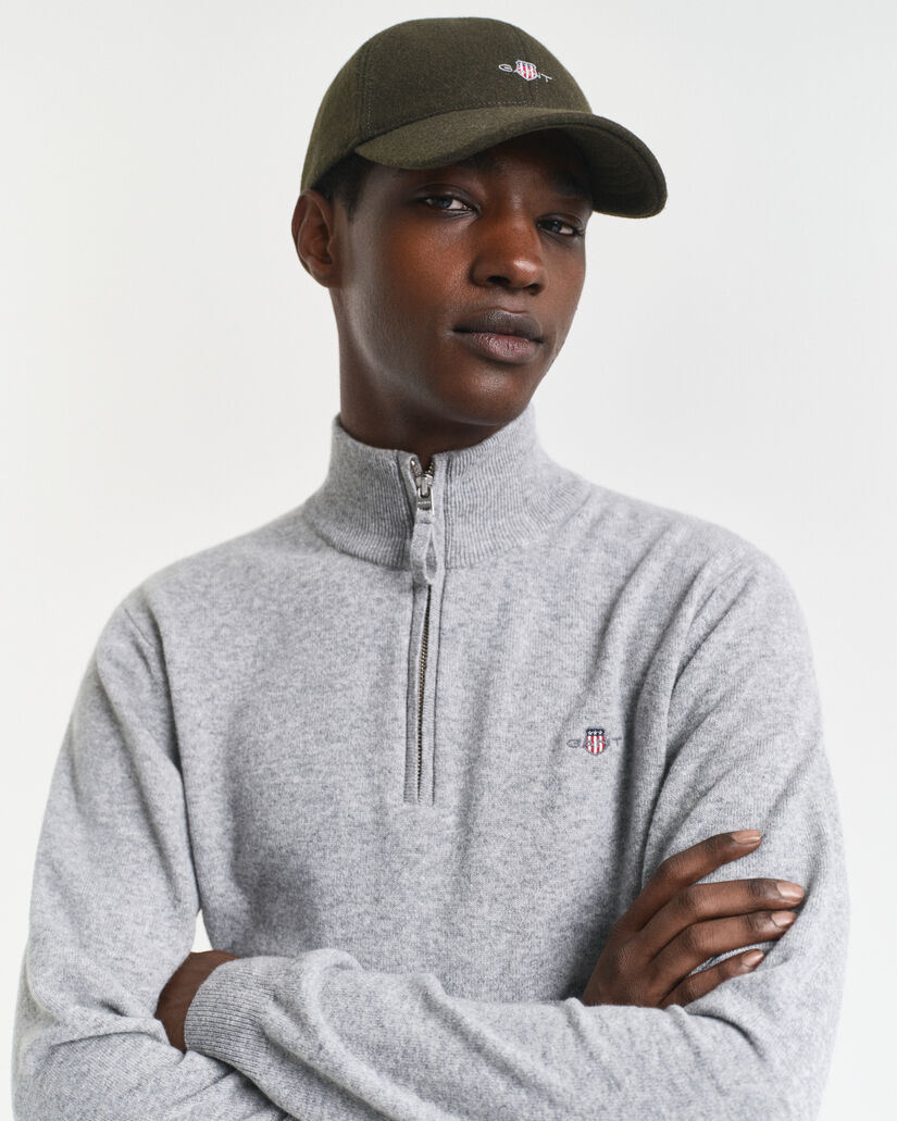 Pull &agrave; demi-zip en laine d'agneau ultra-fine