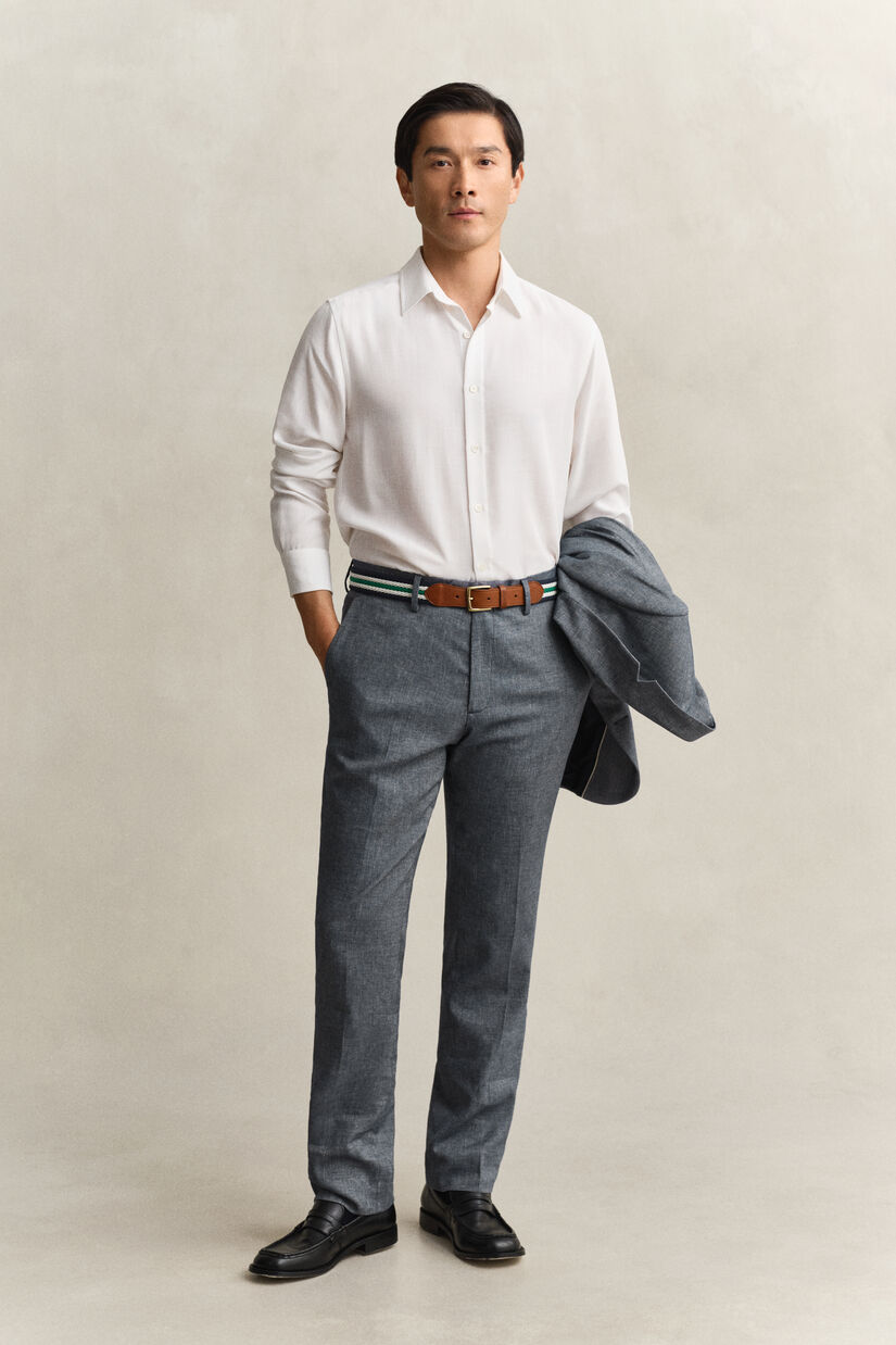 Pantalon de costume indigo &agrave; chevrons