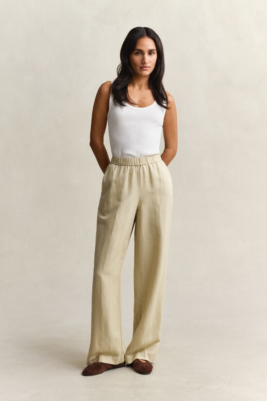 Pantalon en lin m&eacute;lang&eacute;