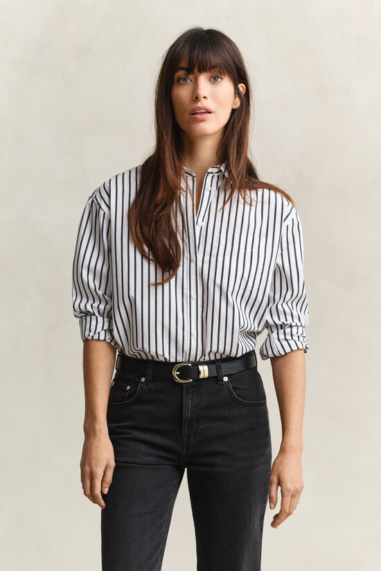 Chemise classique coupe d&eacute;contract&eacute;e en popeline &agrave; rayures