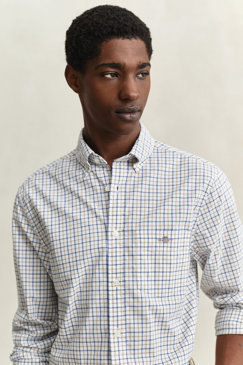 Chemise en popeline &agrave; carreaux classique