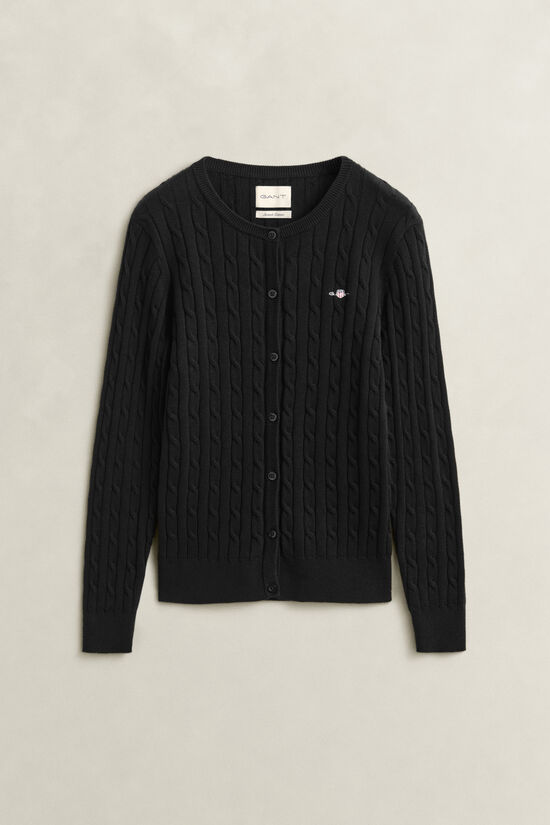 Cardigan en maille de coton stretch &agrave; torsades