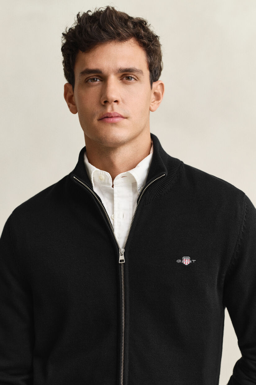 Cardigan zipp&eacute; en coton d&eacute;contract&eacute;