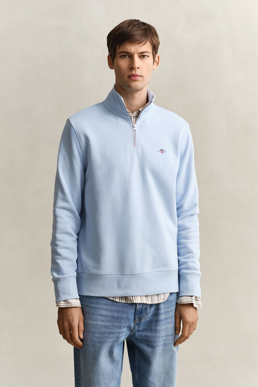 Sweat-shirt &agrave; demi-zip avec &eacute;cusson