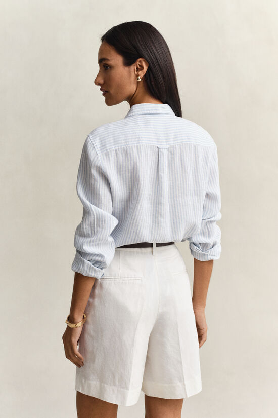 Chemise regular fit en lin &agrave; rayures