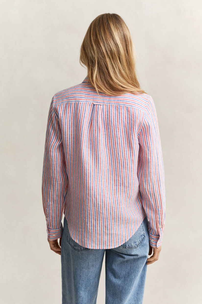 Chemise regular fit en lin &agrave; rayures