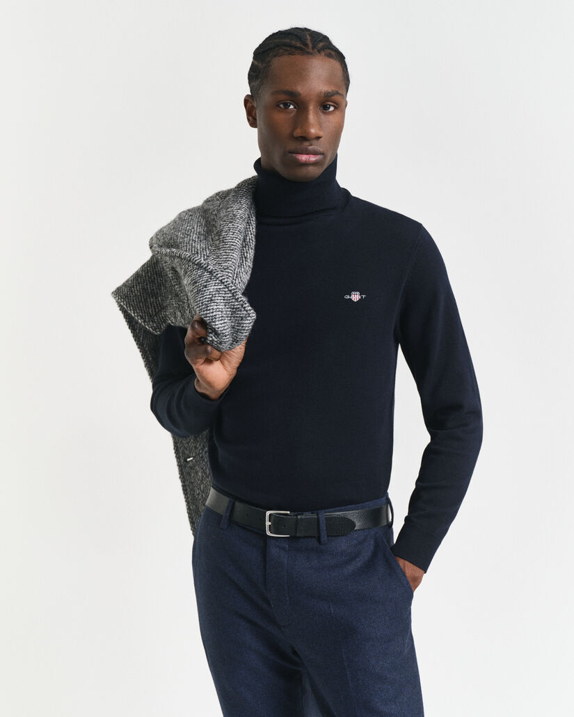 Pull col roul&eacute; en coton classique
