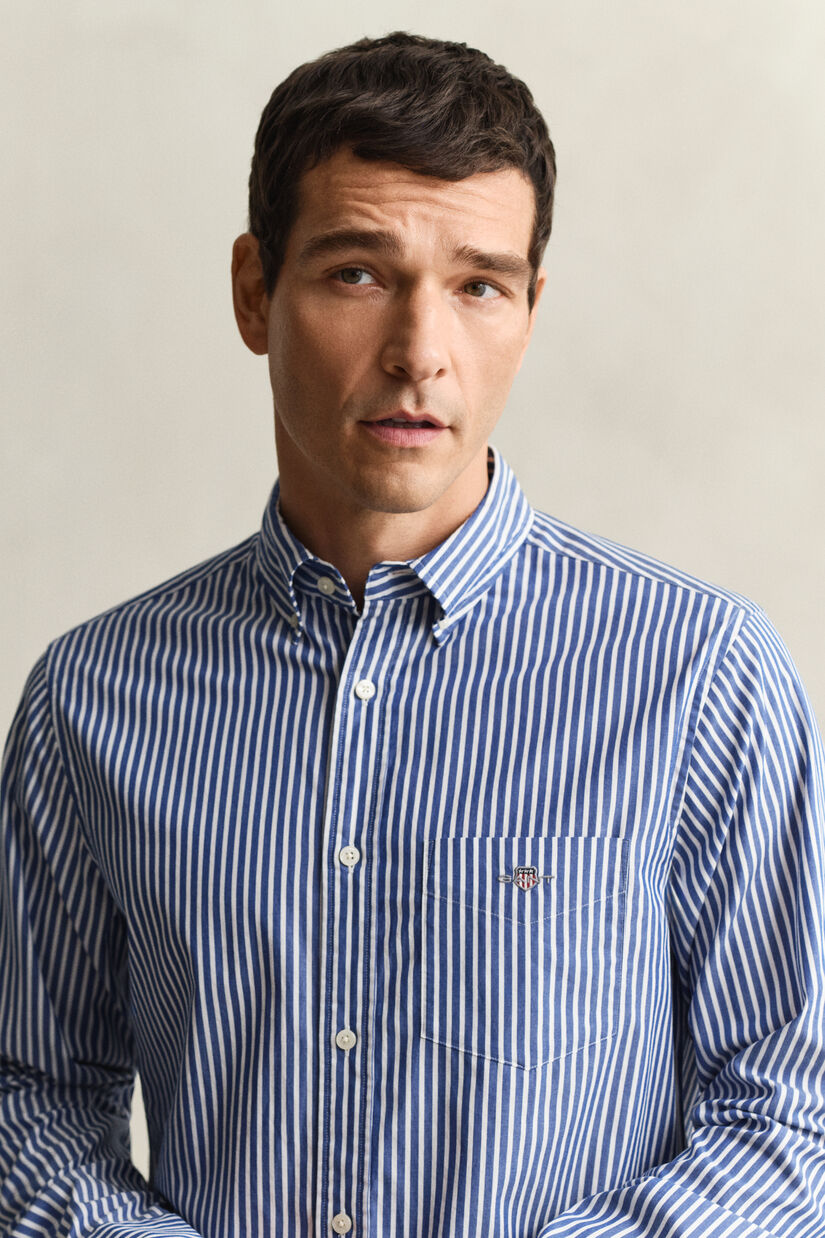 Chemise en popeline &agrave; rayures classique