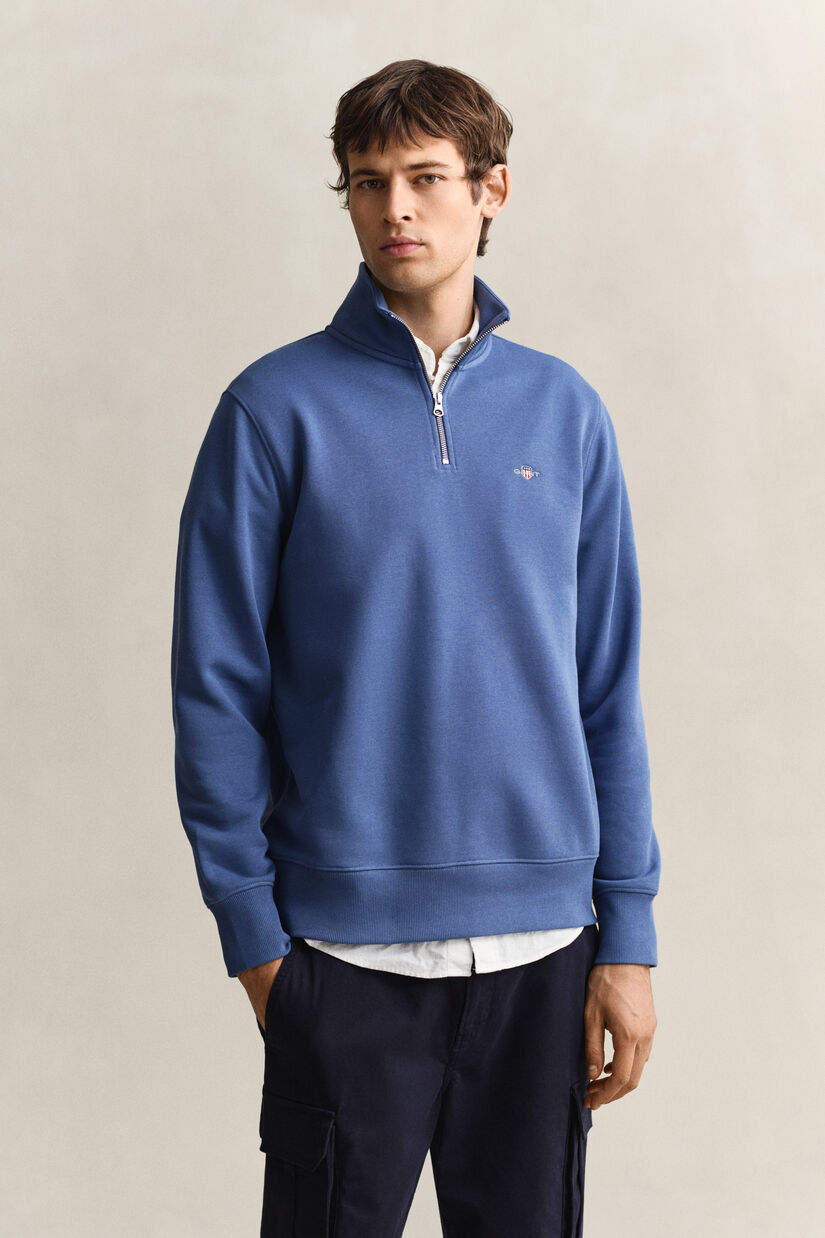 Sweat-shirt &agrave; demi-zip avec &eacute;cusson