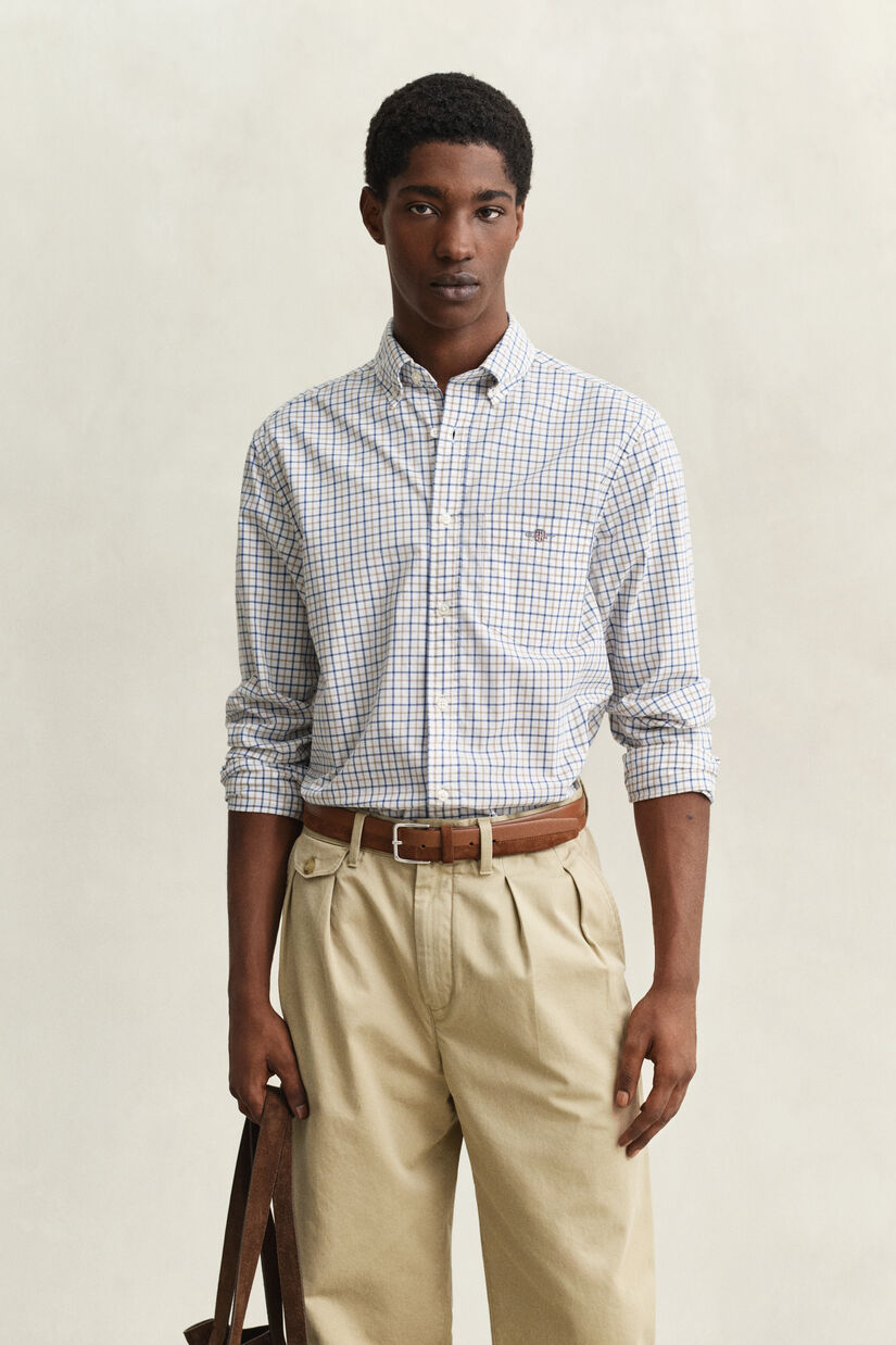 Chemise en popeline &agrave; carreaux classique