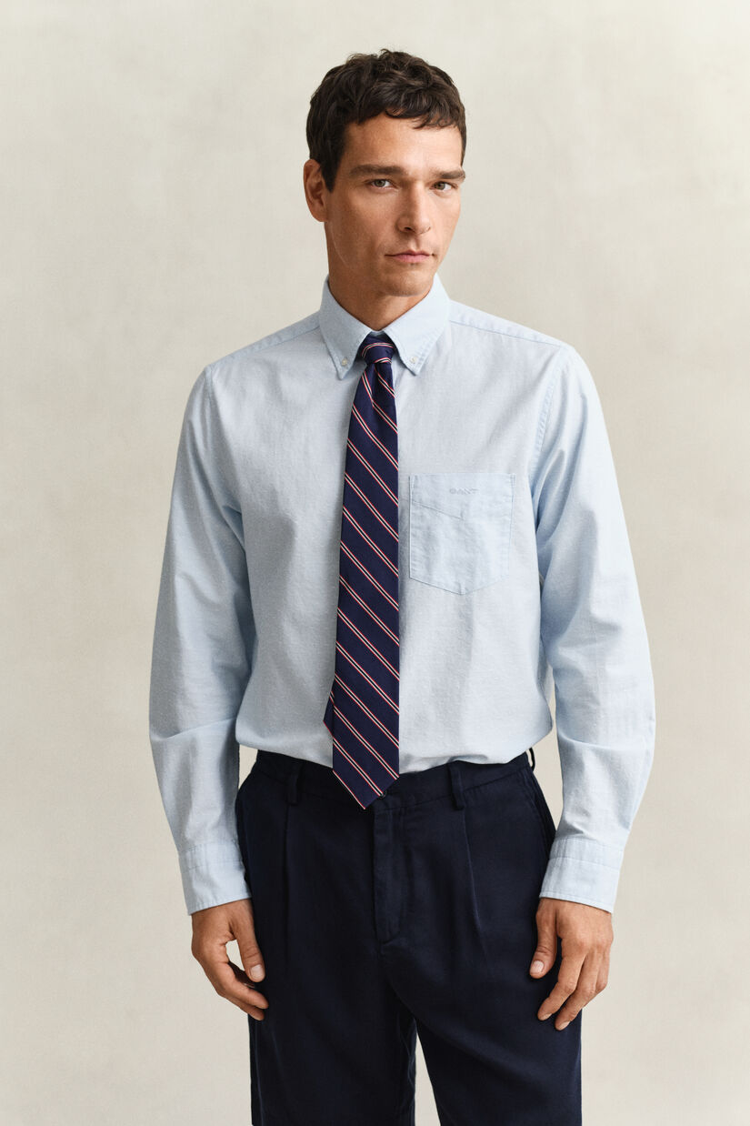 Chemise dobby en coton Oxford classique &agrave; rayures