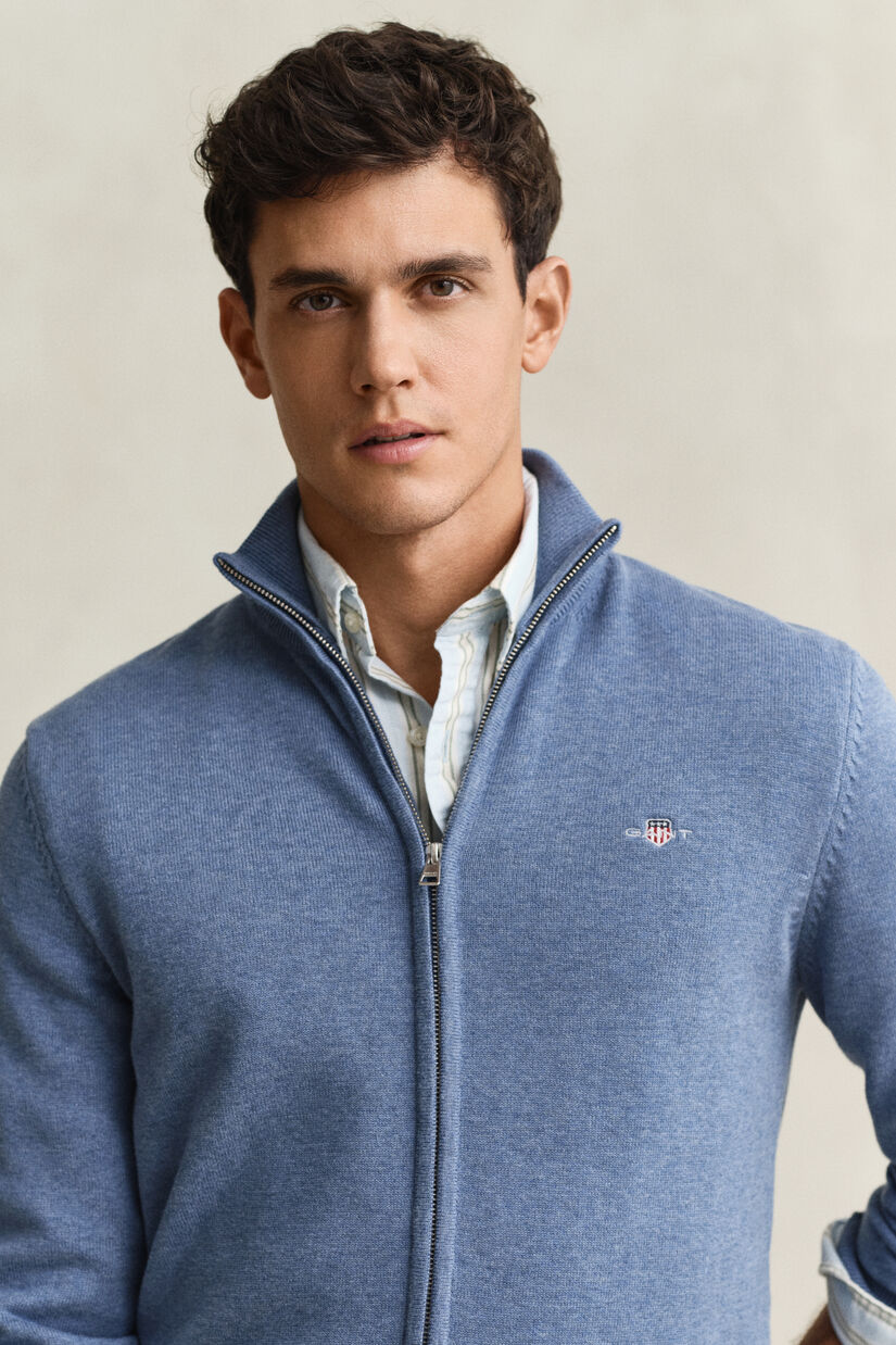 Cardigan zipp&eacute; en coton d&eacute;contract&eacute;