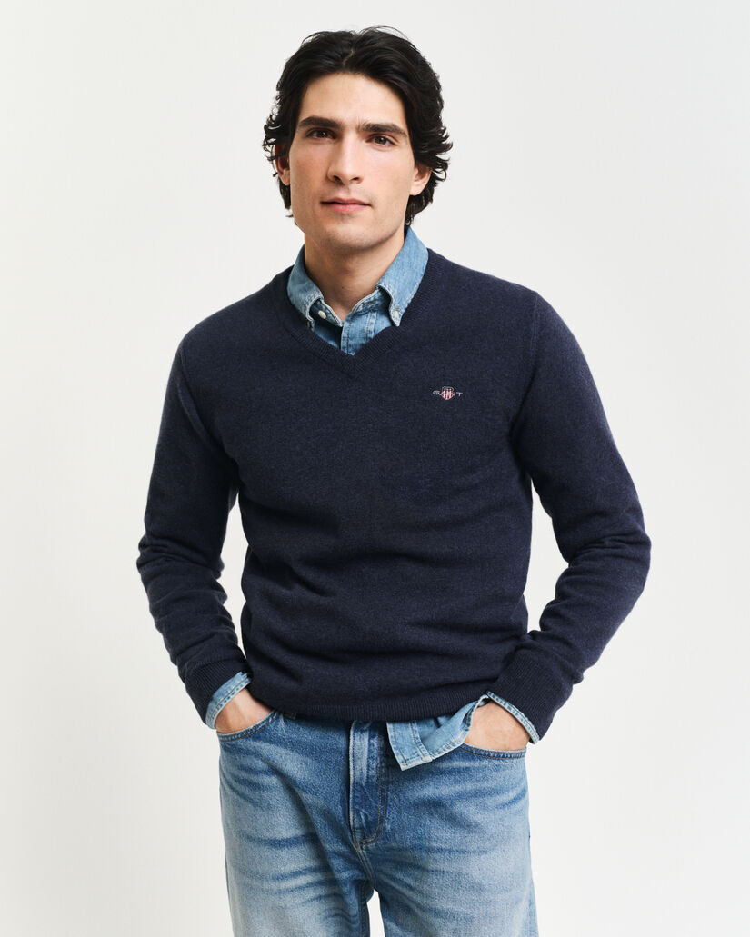 Pull col V en laine d'agneau ultrafine