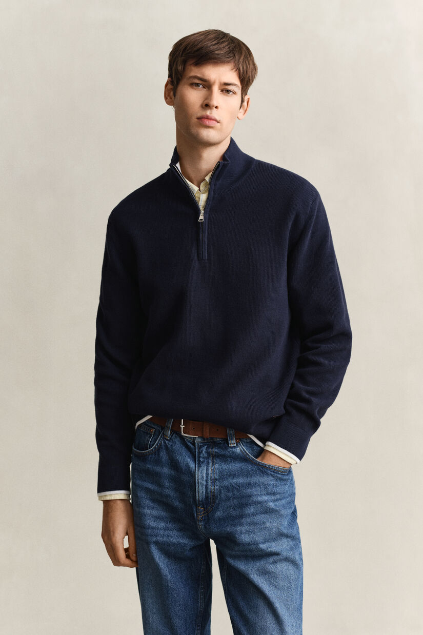 Pull &agrave; demi-zip en coton c&ocirc;tel&eacute;