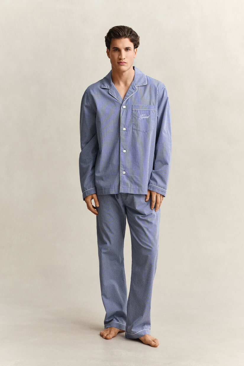 Pyjama en popeline &agrave; carreaux vichy