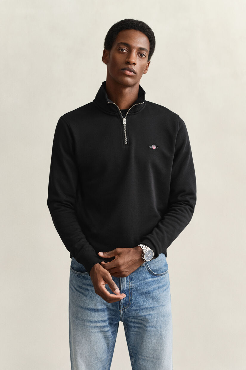 Sweat-shirt &agrave; demi-zip avec &eacute;cusson