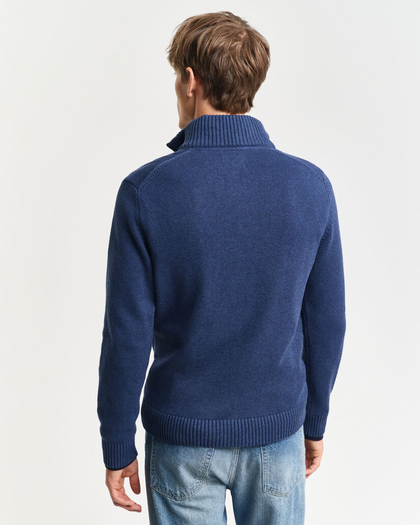 Pull en coton d&eacute;contract&eacute; &agrave; demi-zip