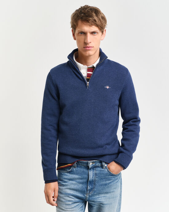 Pull en coton d&eacute;contract&eacute; &agrave; demi-zip