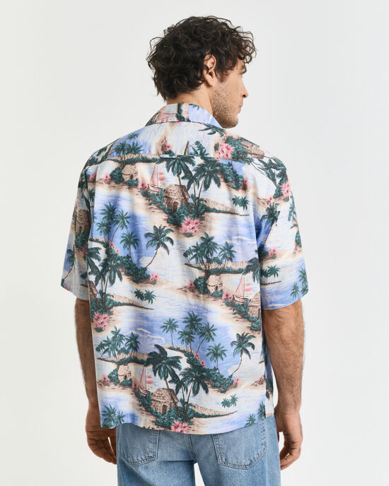Chemise coupe d&eacute;contract&eacute;e &agrave; imprim&eacute; Resort Island