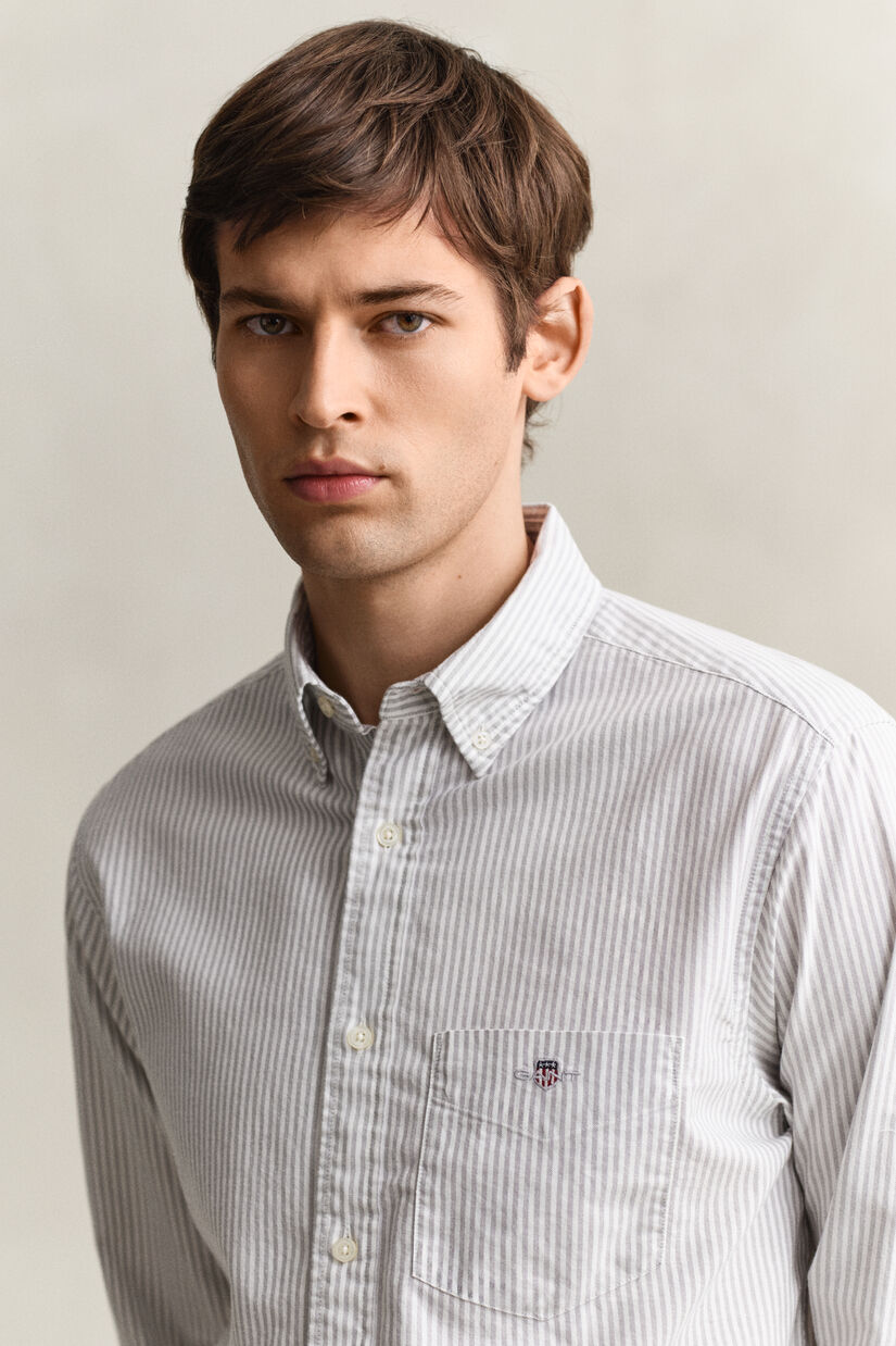Chemise en coton Oxford classique &agrave; rayures Banker