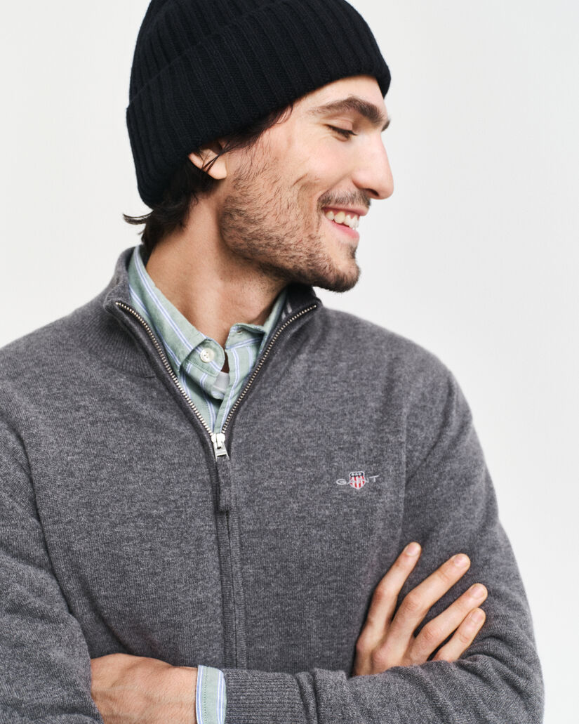 Cardigan zipp&eacute; en laine d'agneau ultra-fine