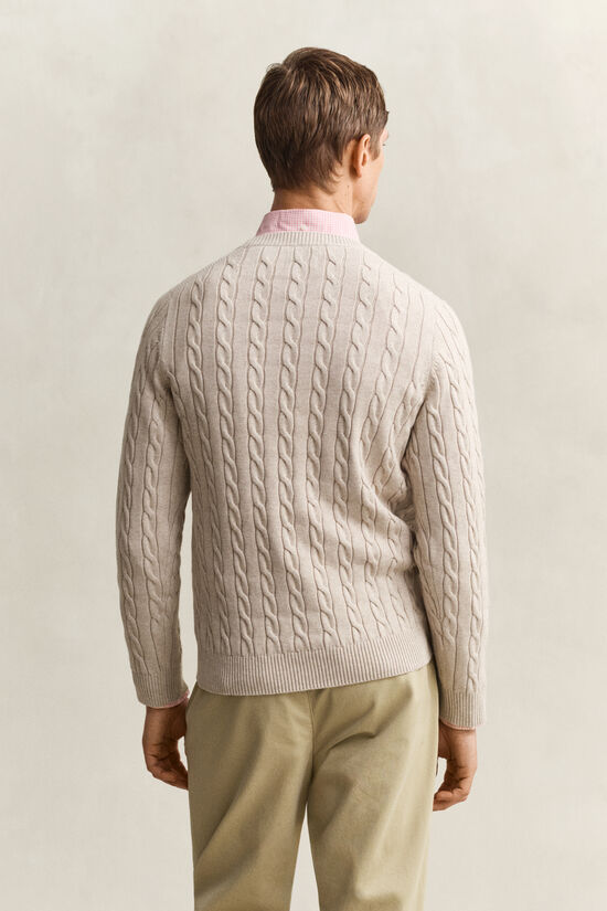 Pull col rond en maille de coton torsad&eacute;e