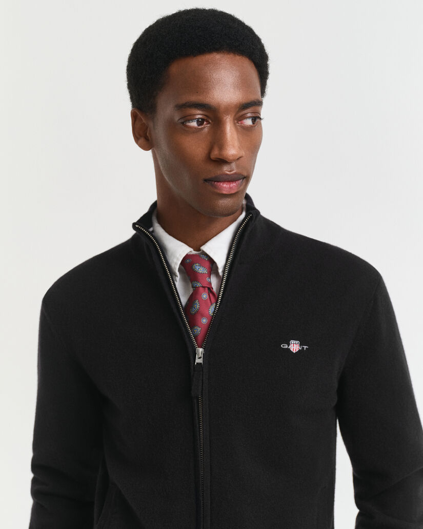 Cardigan zipp&eacute; en laine d'agneau ultra-fine