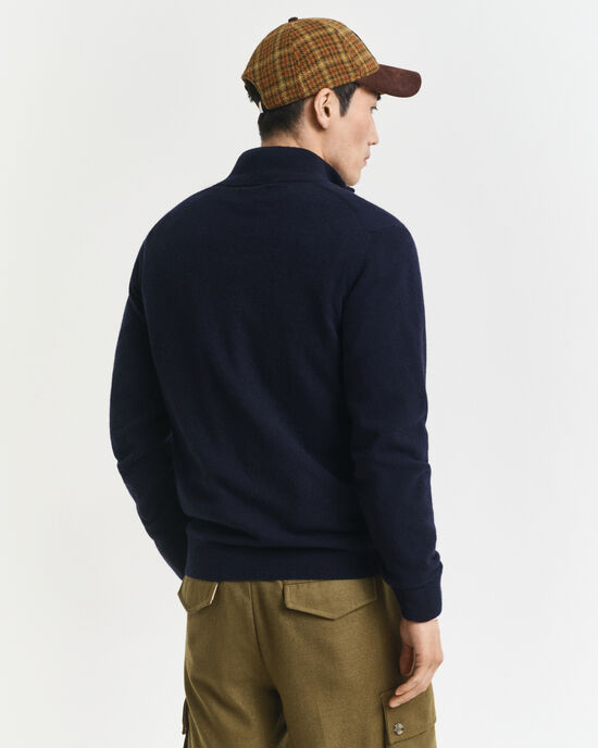 Pull &agrave; demi-zip en laine d'agneau ultra-fine