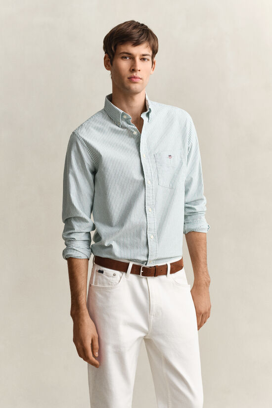 Chemise en coton Oxford classique &agrave; rayures Banker