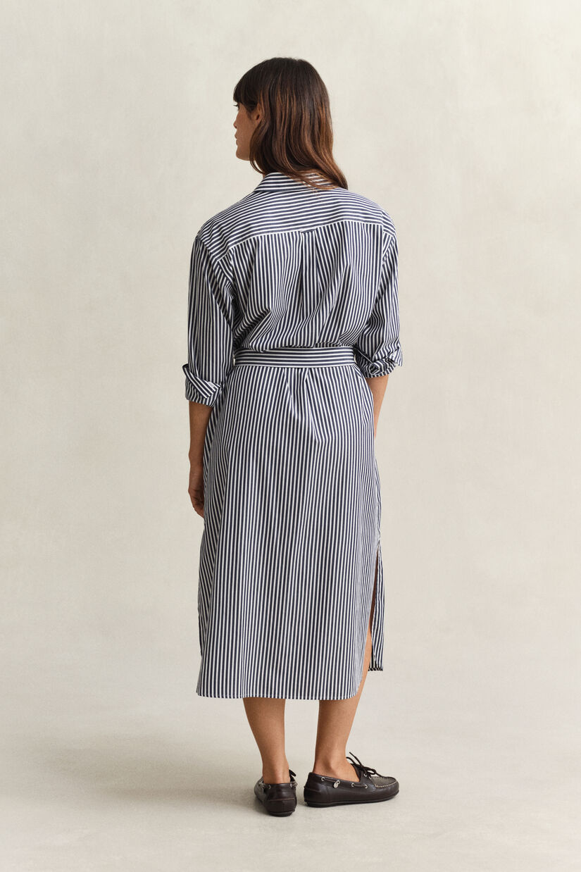 Robe-chemise en popeline &agrave; rayures