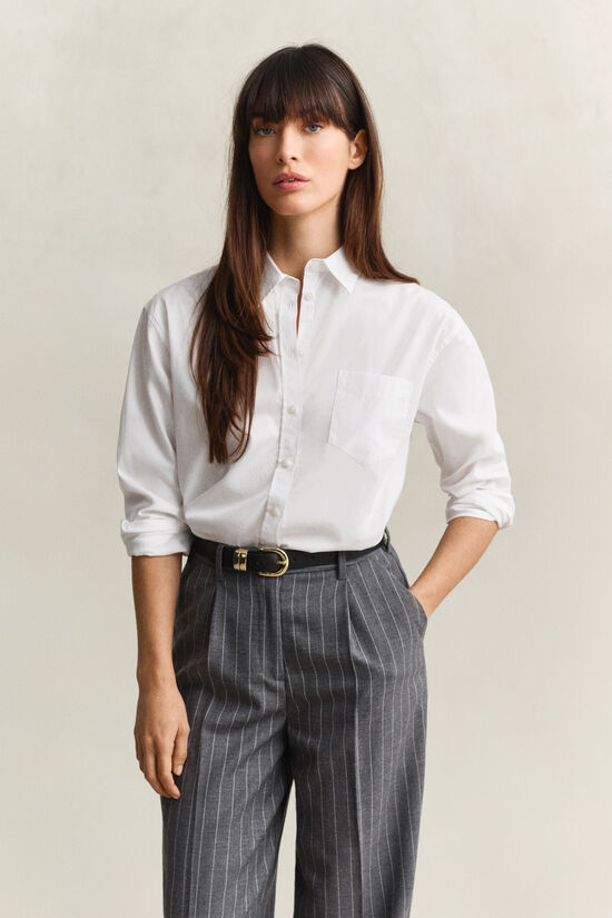 Chemise coupe d&eacute;contract&eacute;e en popeline classique