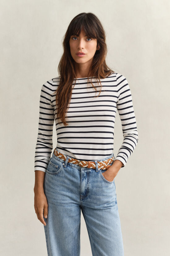 T-shirt &agrave; manches longues et rayures marini&egrave;res