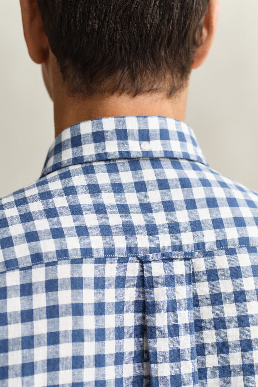 Chemise vichy en lin m&eacute;lang&eacute;