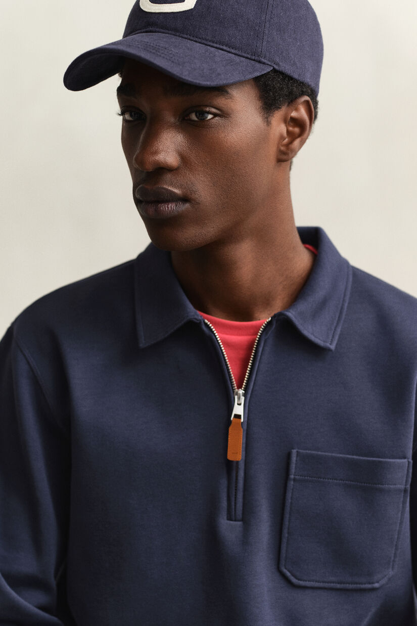 Sweat-shirt &agrave; demi-zip en jersey romanite