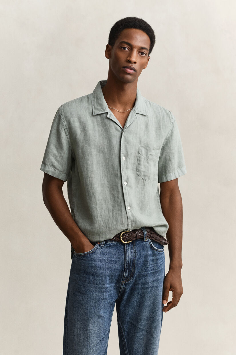 Chemise &agrave; manches courtes en lin