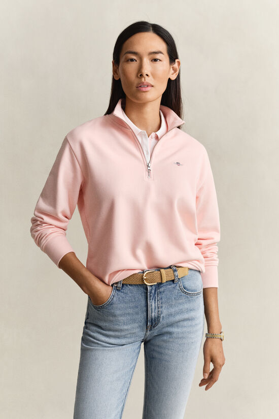 Sweat-shirt &agrave; demi-zip avec &eacute;cusson