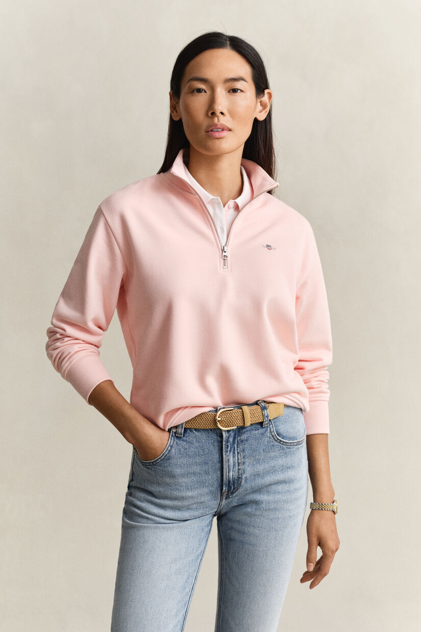 Sweat-shirt &agrave; demi-zip avec &eacute;cusson