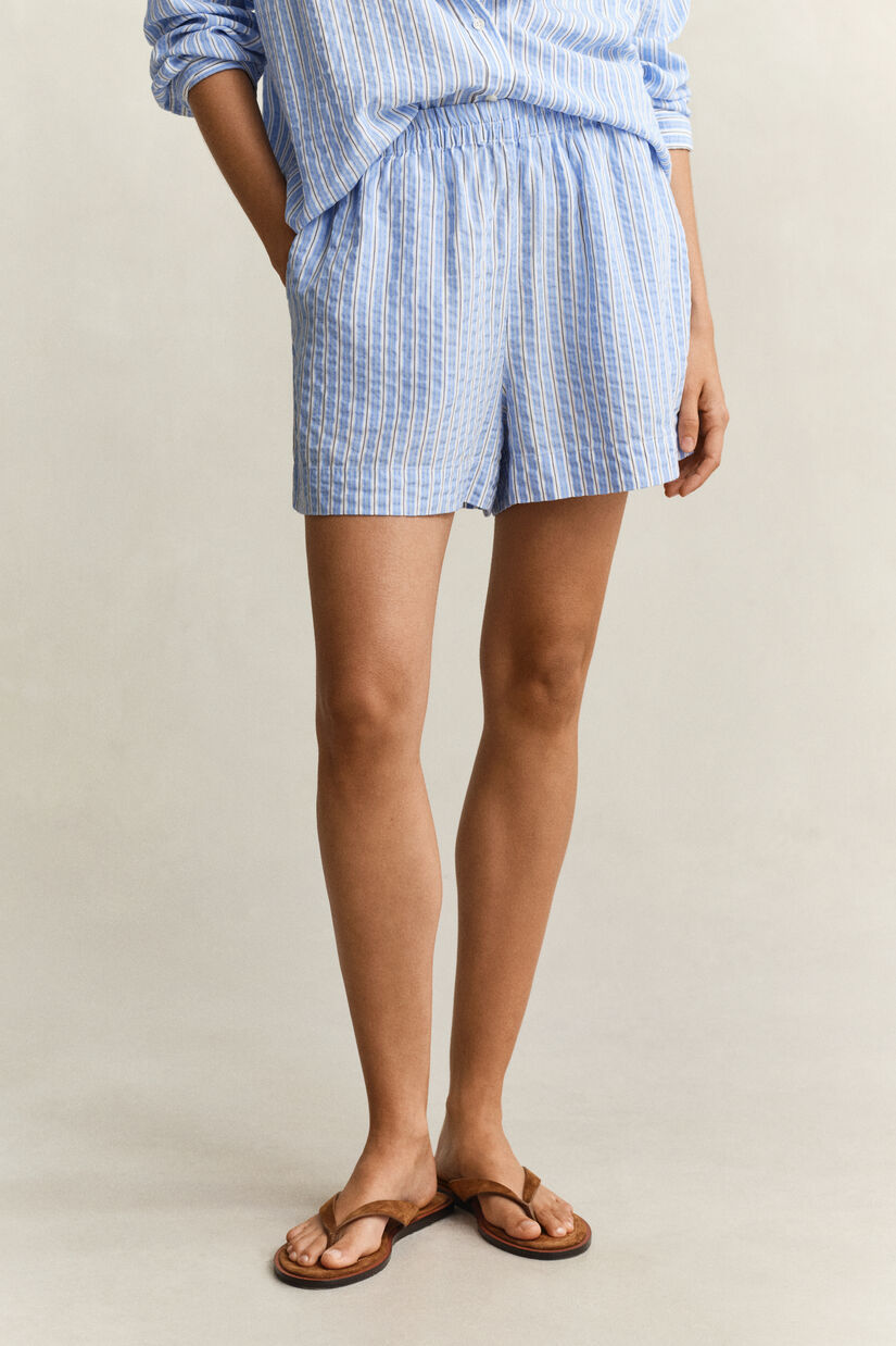 Short en seersucker &agrave; rayures