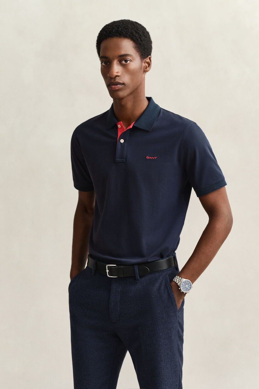Polo en coton piqu&eacute; contrastant