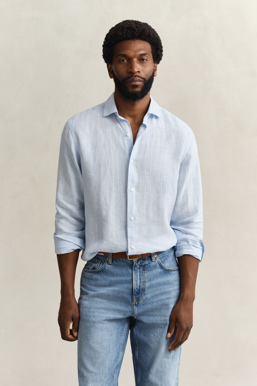 Chemise en lin &agrave; rayures