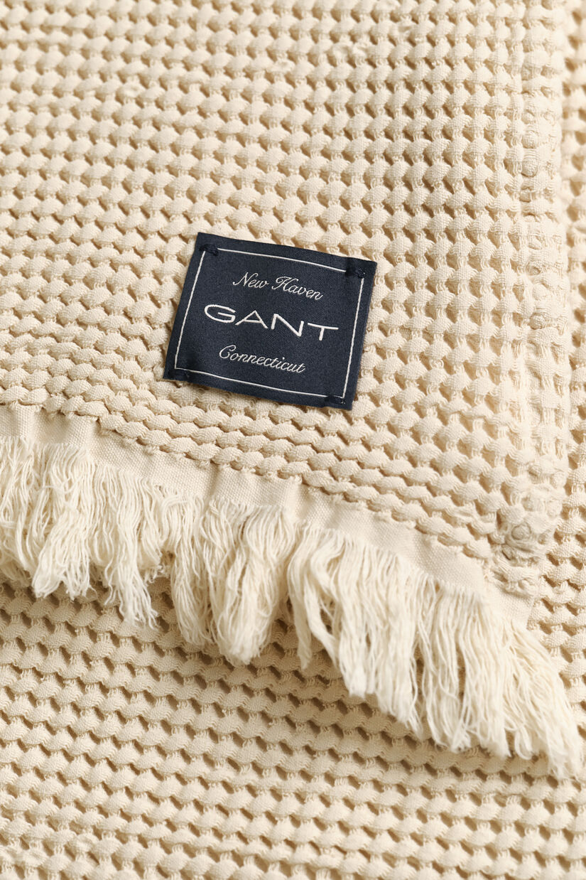 Jet&eacute; de lit en coton &agrave; texture gaufr&eacute;e
