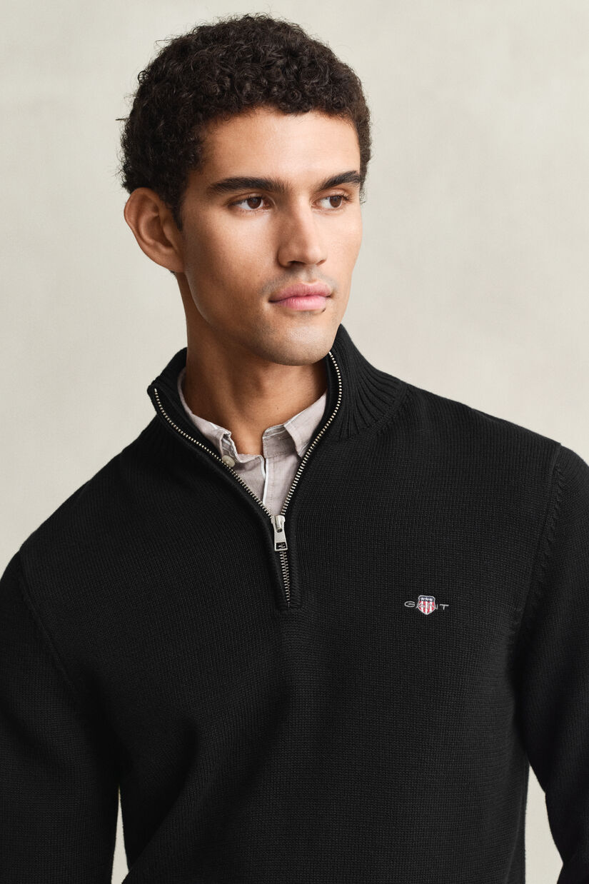 Pull en coton d&eacute;contract&eacute; &agrave; demi-zip