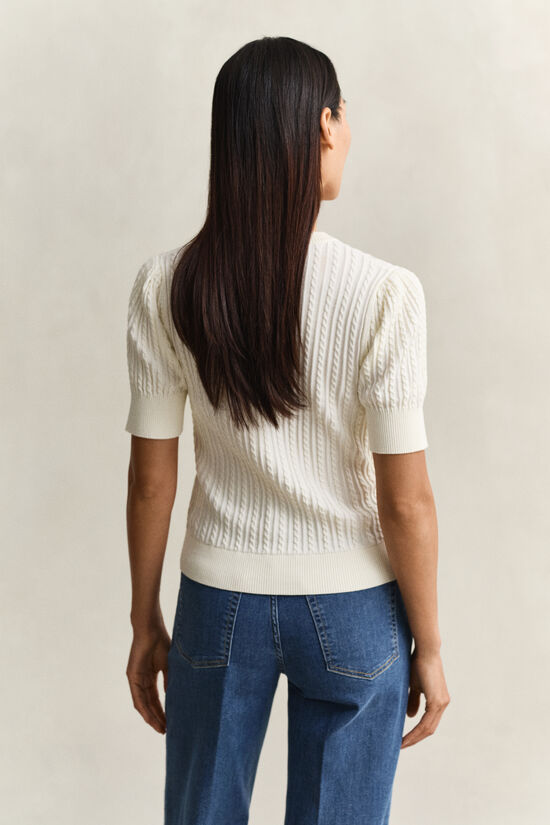 Cardigan en maille torsad&eacute;e de coton