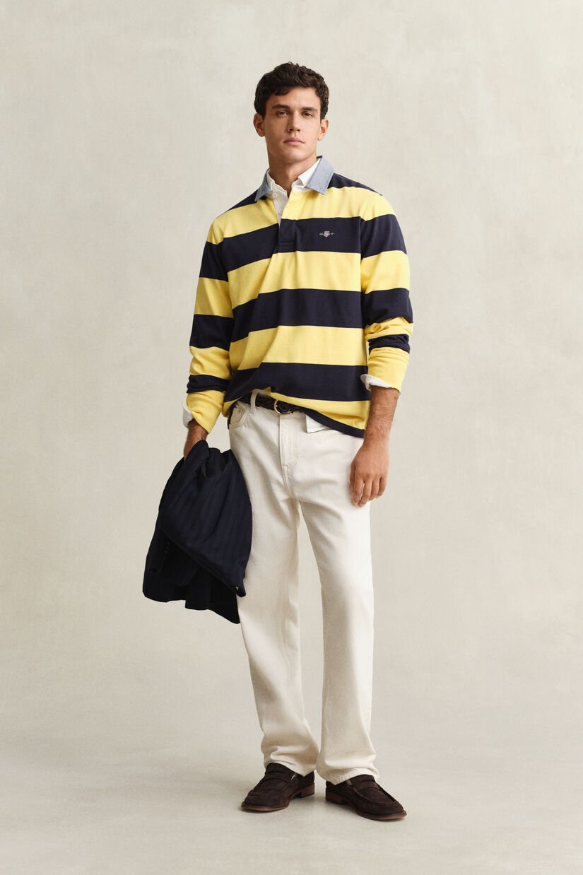 Heavy Rugger &agrave; rayures avec col en chambray