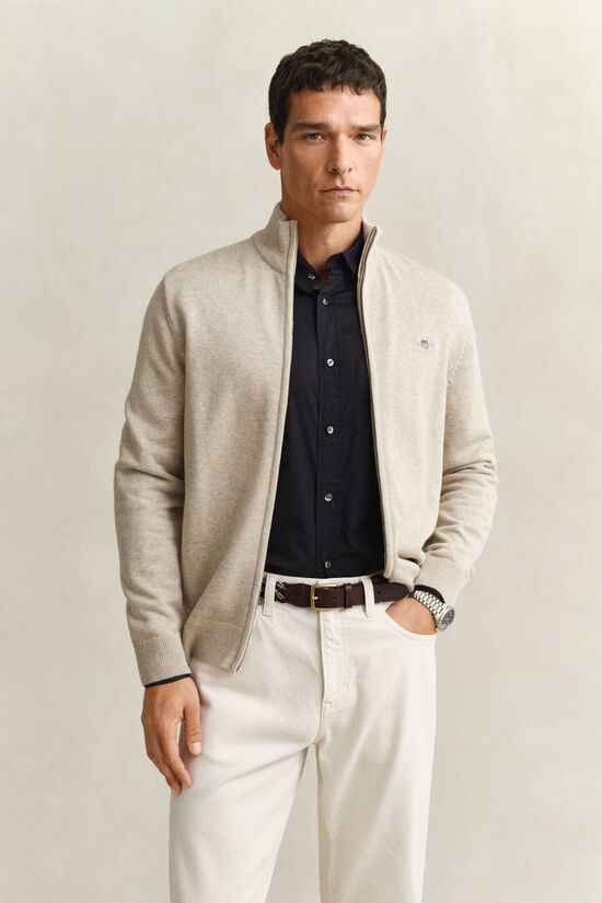 Cardigan zipp&eacute; en coton d&eacute;contract&eacute;